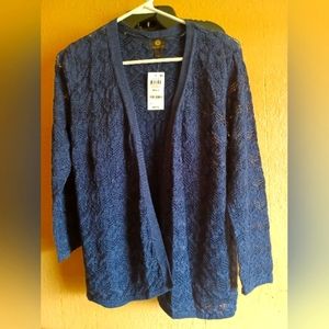 JM COLLECTION.. SIZE S, INTREPID BLUE," TO DYE FOR" KNIT CARDIGAN C-OO66